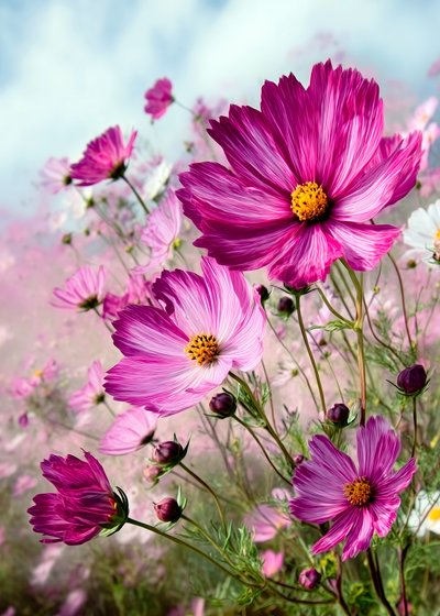 Vibrant Pink Cosmos by Justyna Jaszke