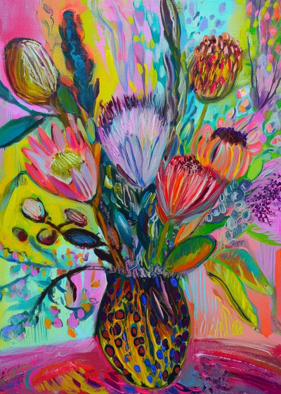 Vibrant Protea Bouquet by Justyna Jaszke