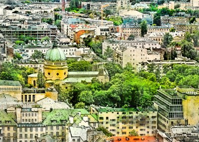 Warsaw City Watercolor Art Poland by Justyna Jaszke