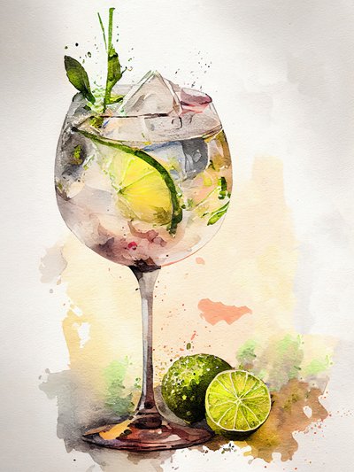 Watercolor Gin Tonic by Justyna Jaszke