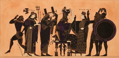 Print of the Decoration on a Greek Amphora, showing Hephaestus, Hera, Poseidon by Kaeppelin et Compagnie