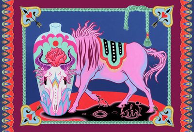 Wildebeest and Vase by Kam Tsz