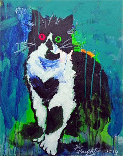 Colorful Abstract Cat by Kanat Ibragimov