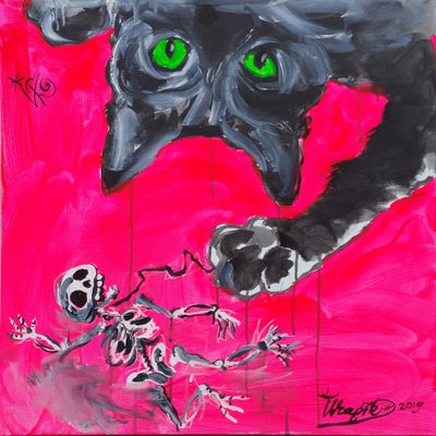 Monster Cat And Skeleton Puppet by Kanat Ibragimov
