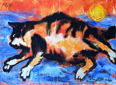 Vibrant Cat in Motion by Kanat Ibragimov