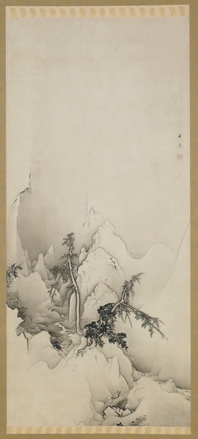 Winter Landscape: a Ravine by Kano Hogai