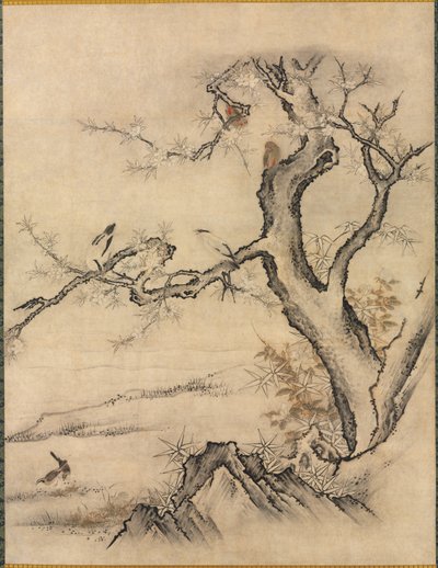 Flowers and Birds in a Spring Landscape by Kano Motonobu
