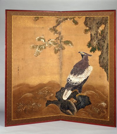 Hawk-Eagle and Oak by Kano Sanraku