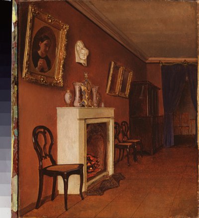 Interior with a Fireplace by Kapiton Alekseevich Zelentsov