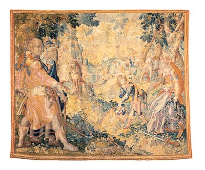 Delft Mythological Tapestry Depicting a Scene from Orlando Furioso, by Franciscus Spierinckx by Karel Van Mander