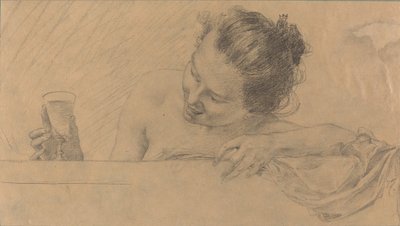 Woman in Bath, Holding a Glass of Wine by Karel Vitezslav Masek
