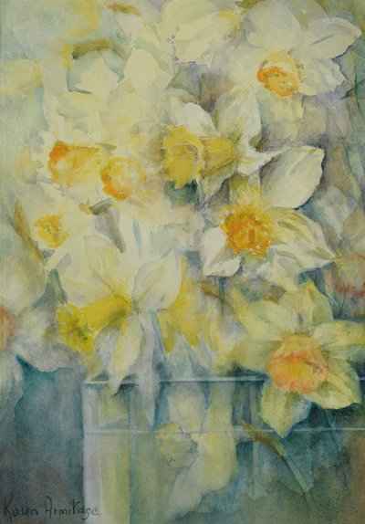Spring Time, Mixed Daffodils in Tank No 3., Mrs Krelage, Ice Follies and Fortune by Karen Armitage