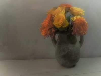 Soft Orange Yellow Roses by Karen Smalley
