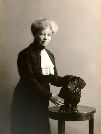 Alexandra Beketova-Blok, Russian Author and Translator, with Her Pet Dog by Karl August Fischer