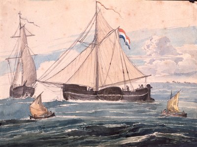 Gunboat near Helvoet, Holland by Karl Bodmer
