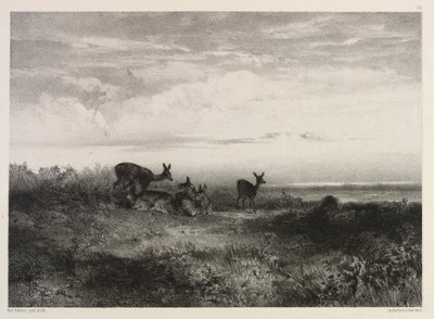 Landscape with Deer by Karl Bodmer