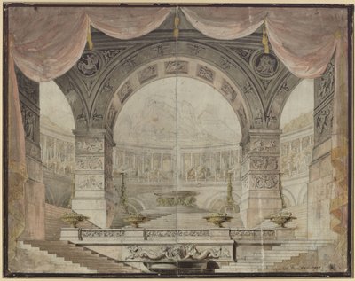 Armida. Opera by Christoph Willibald Gluck. Design for the 7th Decoration. Grand Hall in the Palace of Armida by Karl Friedrich Schinkel