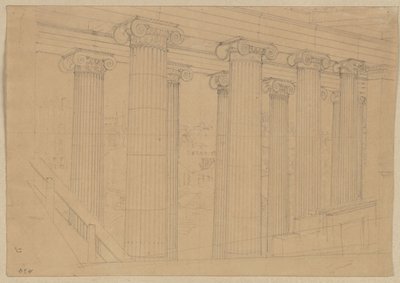 Berlin. Old Museum at Lustgarten. View from the Hall during Construction by Karl Friedrich Schinkel