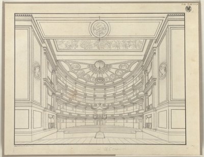 Berlin. Schauspielhaus on the Gendarmenmarkt, Auditorium by Karl Friedrich Schinkel