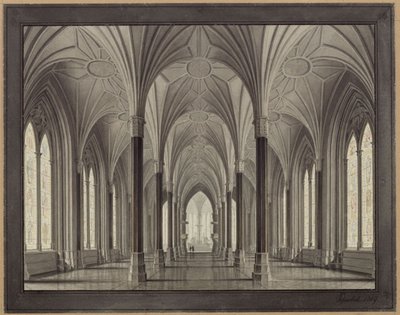 Berlin, Spittelmarkt. Design for Gertraudenkirche. Interior View, Looking Through the Nave to the Choir by Karl Friedrich Schinkel