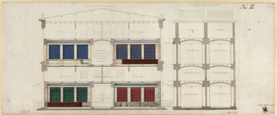 Berlin, Unter den Linden. Design for a Department Store. Two Sections by Karl Friedrich Schinkel