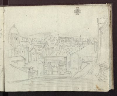 View from the Capitol in Rome Eastward to the Forum with the Arch of Septimius Severus by Karl Friedrich Schinkel
