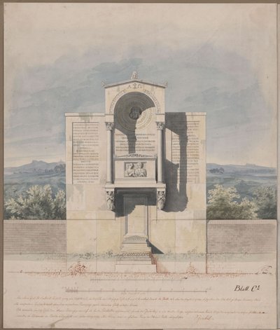 Bonn. Design for the Tomb Monument for Barthold Georg Niebuhr, with the Relief Portrait of the Couple by Karl Friedrich Schinkel