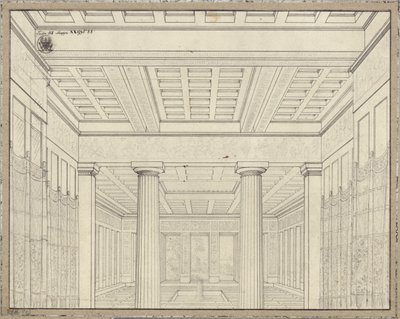 Dido. Opera by Bernhard Klein. Design for the 3rd decoration. Chamber in the palace by Karl Friedrich Schinkel