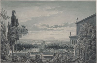 The Residence of a Prince. Private Garden of the Princely Couple with a View of the City and the Sea by Karl Friedrich Schinkel