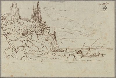 A Gothic Church on a Steep Seacoast by Karl Friedrich Schinkel