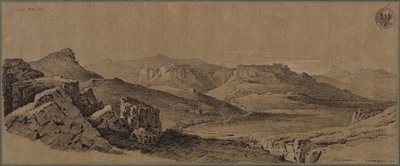 Fortress Castro Giovanni in the Center of Sicily / View of Enna in Sicily by Karl Friedrich Schinkel