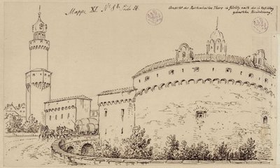 Görlitz. View of the Kaisertrutz and the Reichenbach Gate by Karl Friedrich Schinkel