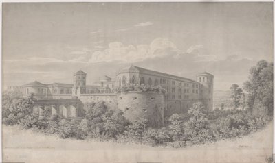 Halle an der Saale. Design for the Reconstruction of Moritzburg. View from the Northeast by Karl Friedrich Schinkel