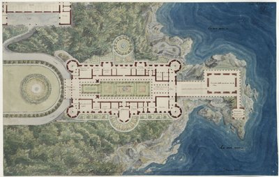 Schloss Orianda in Crimea. Muscovite Design. Floor Plan with Surroundings by Karl Friedrich Schinkel