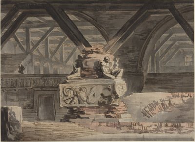Stage Design: A Sepulchral Vault by Karl Friedrich Schinkel