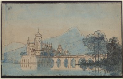 Undine. Opera by E. T. A. Hoffmann. Design of the 9th Decoration. Burg Ringstetten by Karl Friedrich Schinkel