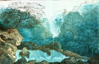 Waterfall in a wood, set design for a production of Undine by Karl Friedrich Schinkel