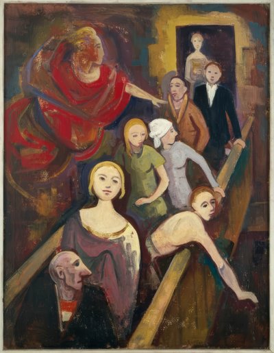 On the Stairs with Angel by Karl Hofer