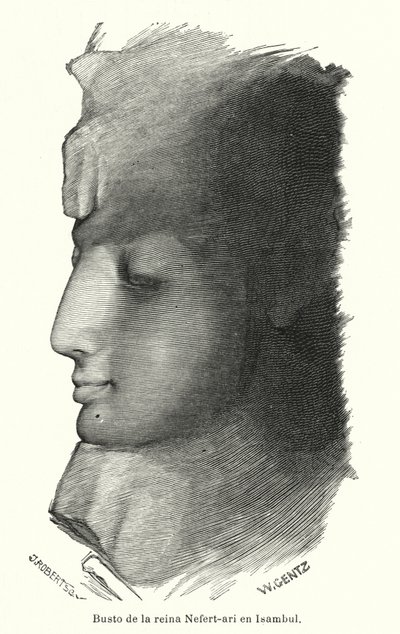 Bust of the Ancient Egyptian Queen Nefertari, Wife of Ramesses the Great, Abu Simbel by Karl Wilhelm Gentz