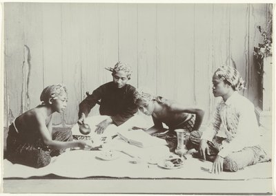 Four Young Men Drinking Coffee or Tea by Kassian Cephas