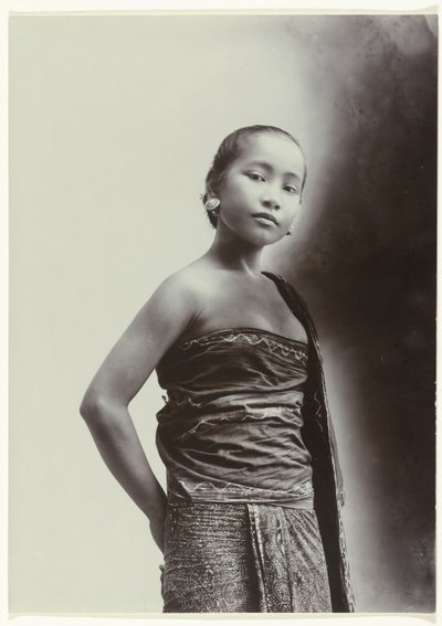 Studio Portrait of a Javanese Woman in a Sarong with Batik Motif by Kassian Cephas