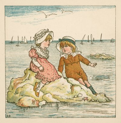 Boy and Girl Stranded on a Rock by Kate (after) Greenaway