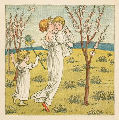 Walking among the blossom by Kate (after) Greenaway