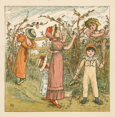 Picking blackberries by Kate Greenaway