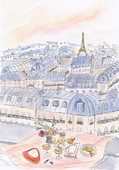 Parisian Rooftop Picnic With Eiffel Tower Views by Katharina Puritscher