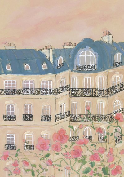 Sunset Over Paris Buildings by Katharina Puritscher