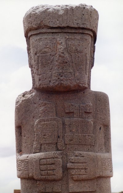 Standing Ponce Monolith at Kalasasay, the Temple Area of Pre-Columbian Site, Built 8th-10th Century AD by Katie Attenborough