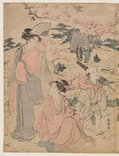 Women Viewing Cherry Blossoms at Asukayama by Katsukawa Shuncho