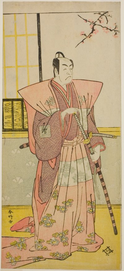 The Actor Ichikawa Omezo I as Koyurugi Motomenosuke in the Play Haru no Nishiki Date-zome Soga, Performed at the Nakamura Theater in the First Month, 1790 by Katsukawa Shunkо̄
