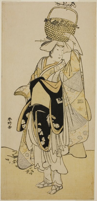 The Actor Ichikawa Yaozo III as Shiragiku in the Dance Sequence "Shinobu Uri" in the Play Hatsuhana Mimasu Soga, Performed at the Nakamura Theater in January, 1785 by Katsukawa Shunkо̄